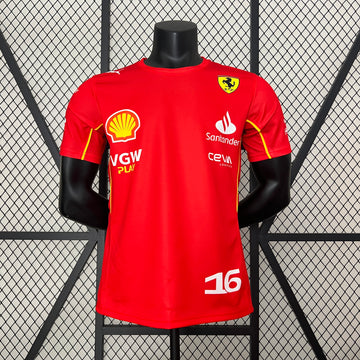 2024 F1 Ferrari Team No. 16 round neck short sleeve racing suit