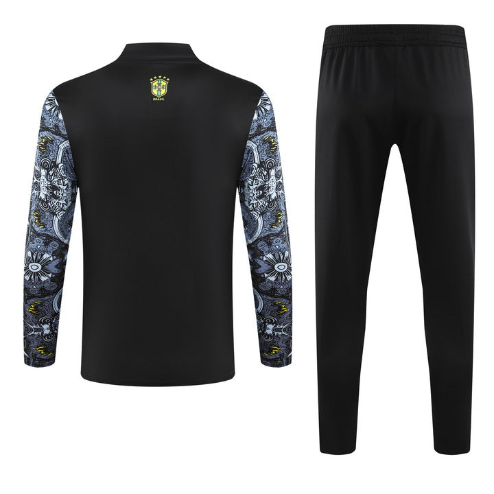 Brazil Half-Pull Training Jersey (Black) Special Edition - 2024-2025