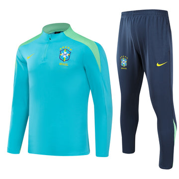 Brazil Half-Pull Training Jersey (Green) - 2024-2025