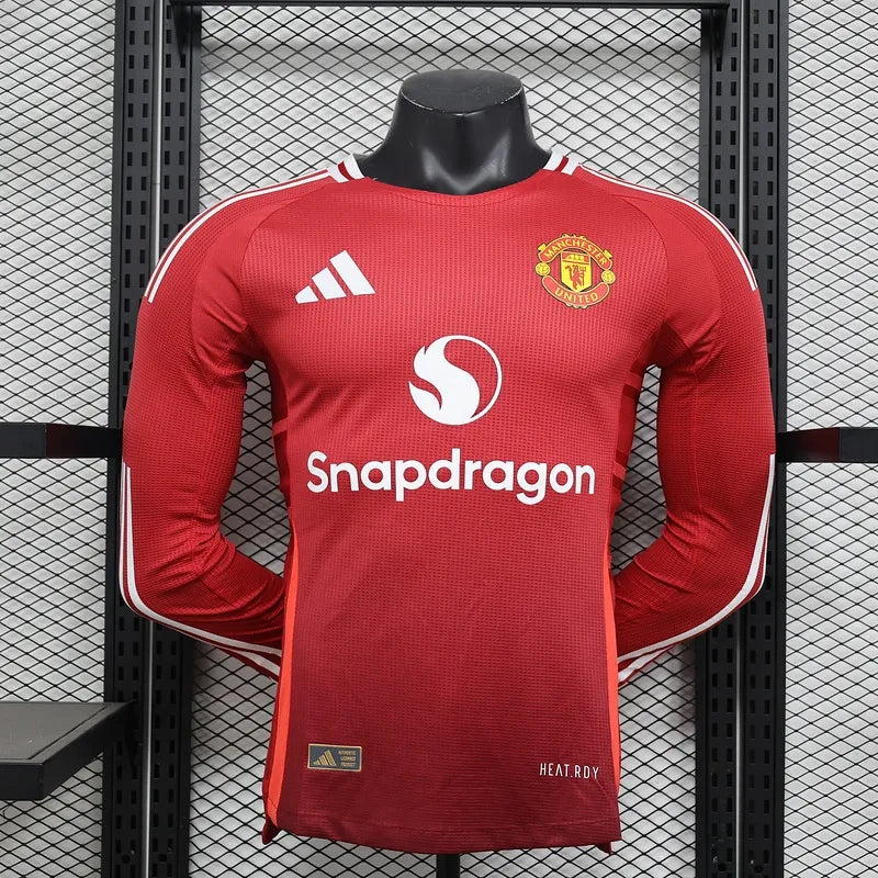 24-25 Manchester United Home Long Sleeve Player Edition Football Jersey