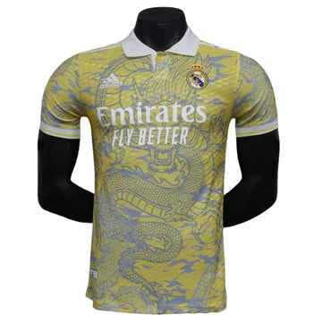 Real Madrid Men's Polo Shirt Dragon Yellow Jersey 25-26