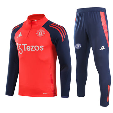 Manchester United half-pull training jersey (red) - 2024-2025