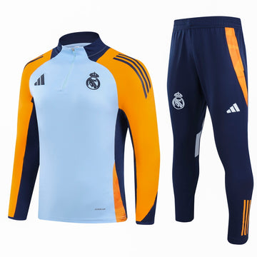Real Madrid Half Pull Training Jersey (Light Blue) - 2024-2025
