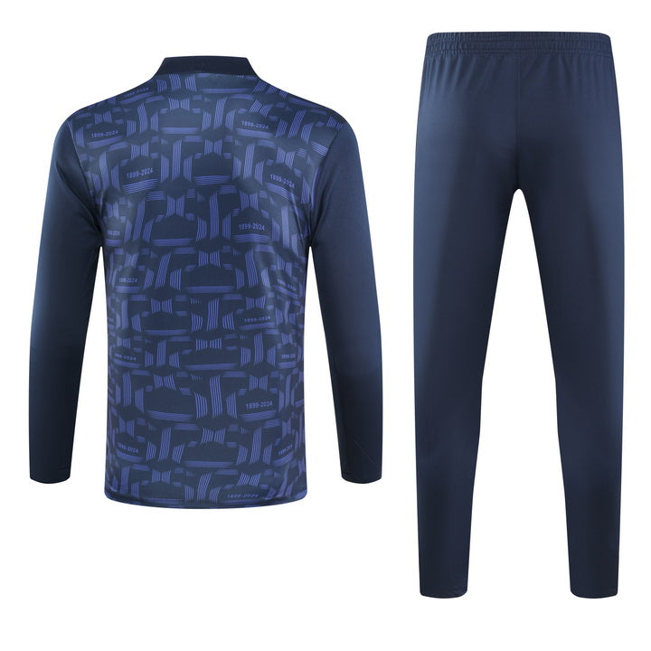 Barcelona Half Pull Training Jersey (Dark Blue) - 2024-2025