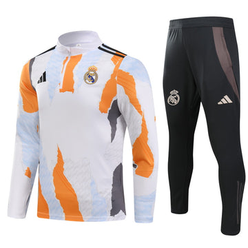 Real Madrid Half Pull Training Jersey (Yellow Blue Gray) - 2024-2025