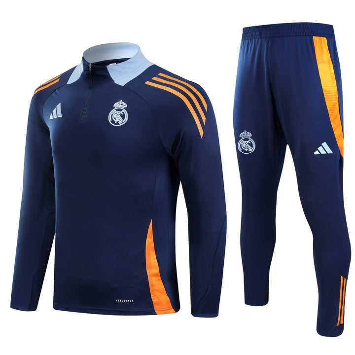 Real Madrid Half Pull Training Jersey (Dark Blue) - 2024-2025