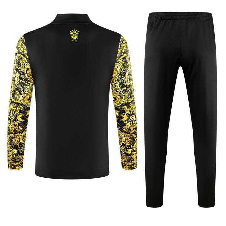Brazil Half-Pull Training Jersey (Yellow-Black) Special Edition - 2024-2025