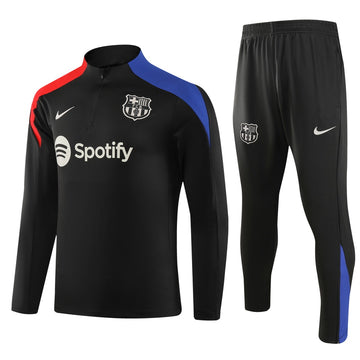 Barcelona Half Pull Training Jersey (Black) - 2024-2025