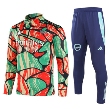 Arsenal Half Training Jersey (Inkjet Red and Green) - (Long Sleeve + Long Pants) 2024-2025