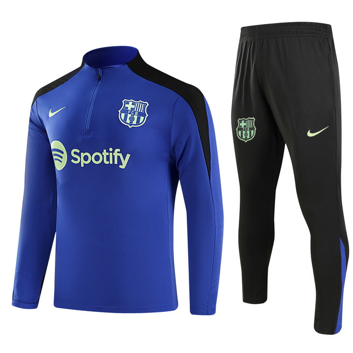 Barcelona Half Pull Training Jersey (Blue) - 2024-2025