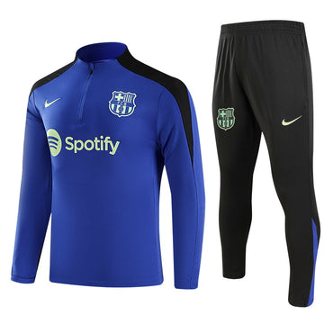 Barcelona Half Pull Training Jersey (Blue) - 2024-2025