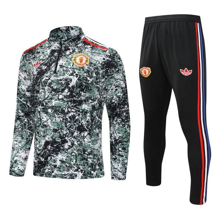 Manchester United half-pull training jersey (green) - 2024-2025