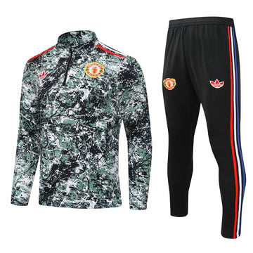 Manchester United half-pull training jersey (green) - 2024-2025
