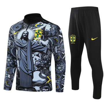 Brazil Half-Pull Training Jersey (Black) Special Edition - 2024-2025