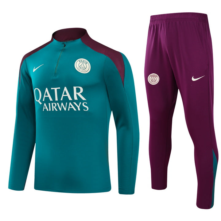 Paris Saint-Germain Half-Pull Training Jersey (Green) - 2024-2025