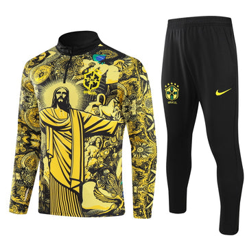 Brazil Half-Pull Training Jersey (Yellow-Black) Special Edition - 2024-2025