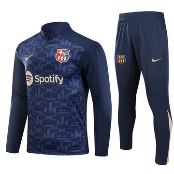Barcelona Half Pull Training Jersey (Dark Blue) - 2024-2025