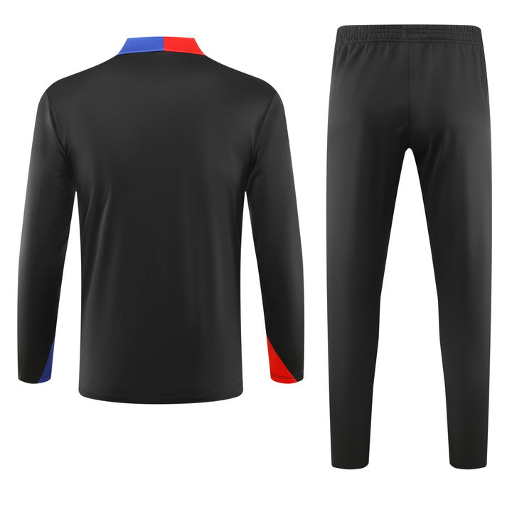 Barcelona Half Pull Training Jersey (Black) - 2024-2025