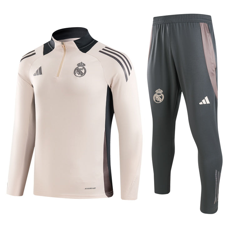 Real Madrid half-pull training jersey (pink and apricot) - 2024-2025